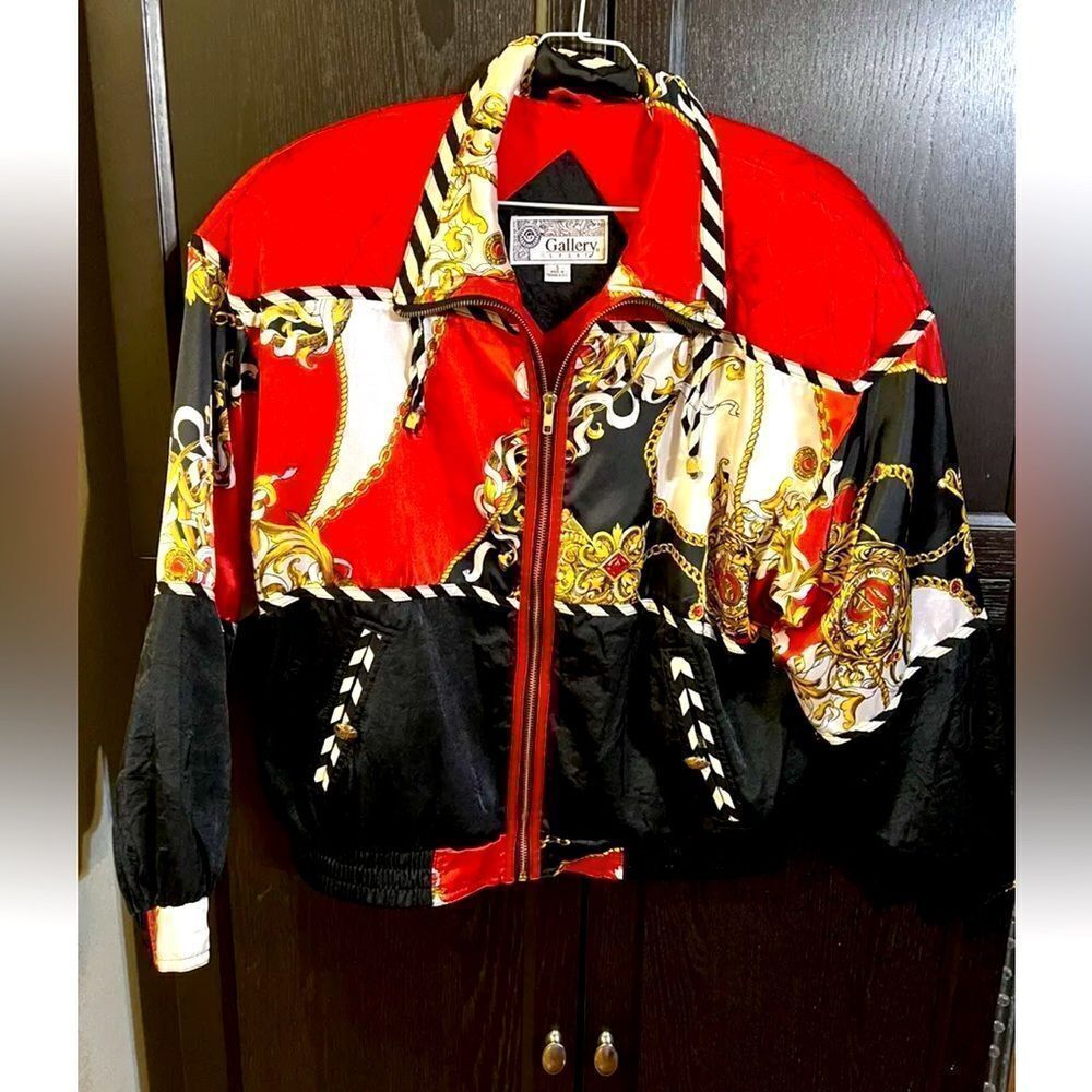 Vintage 90s Women's Gallery Sport Abstract Jacket Size S Over Print VTG RARE